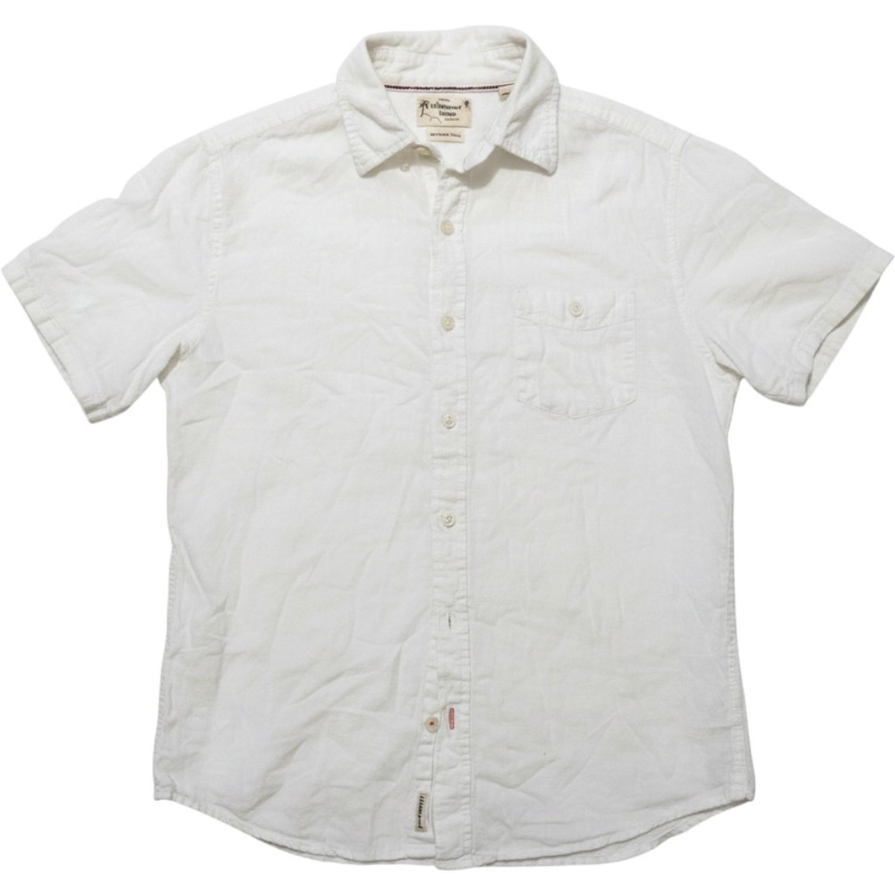 Weatherproof Vintage Mens White Washable Linen Short Sleeve Button Down‎ Shirt M